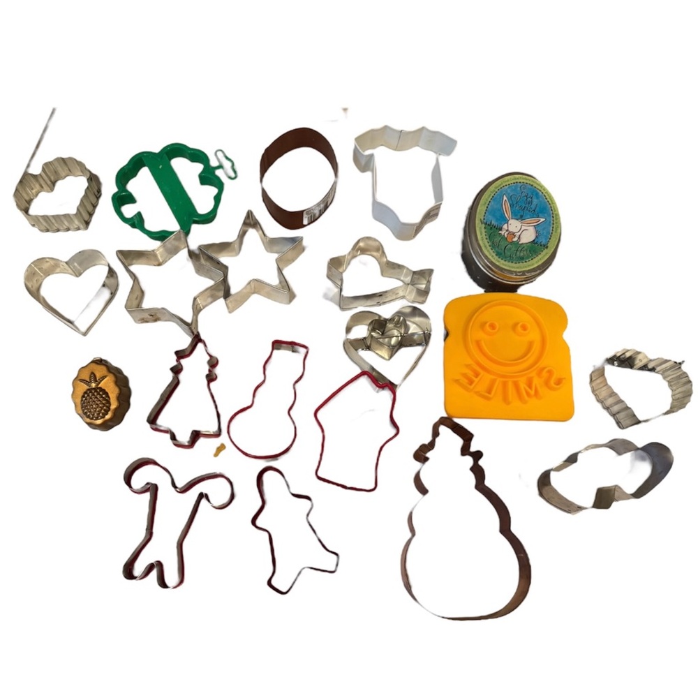Large LOT Cookie Cutters Holiday Baking Christmas Valentines Day Easter Football